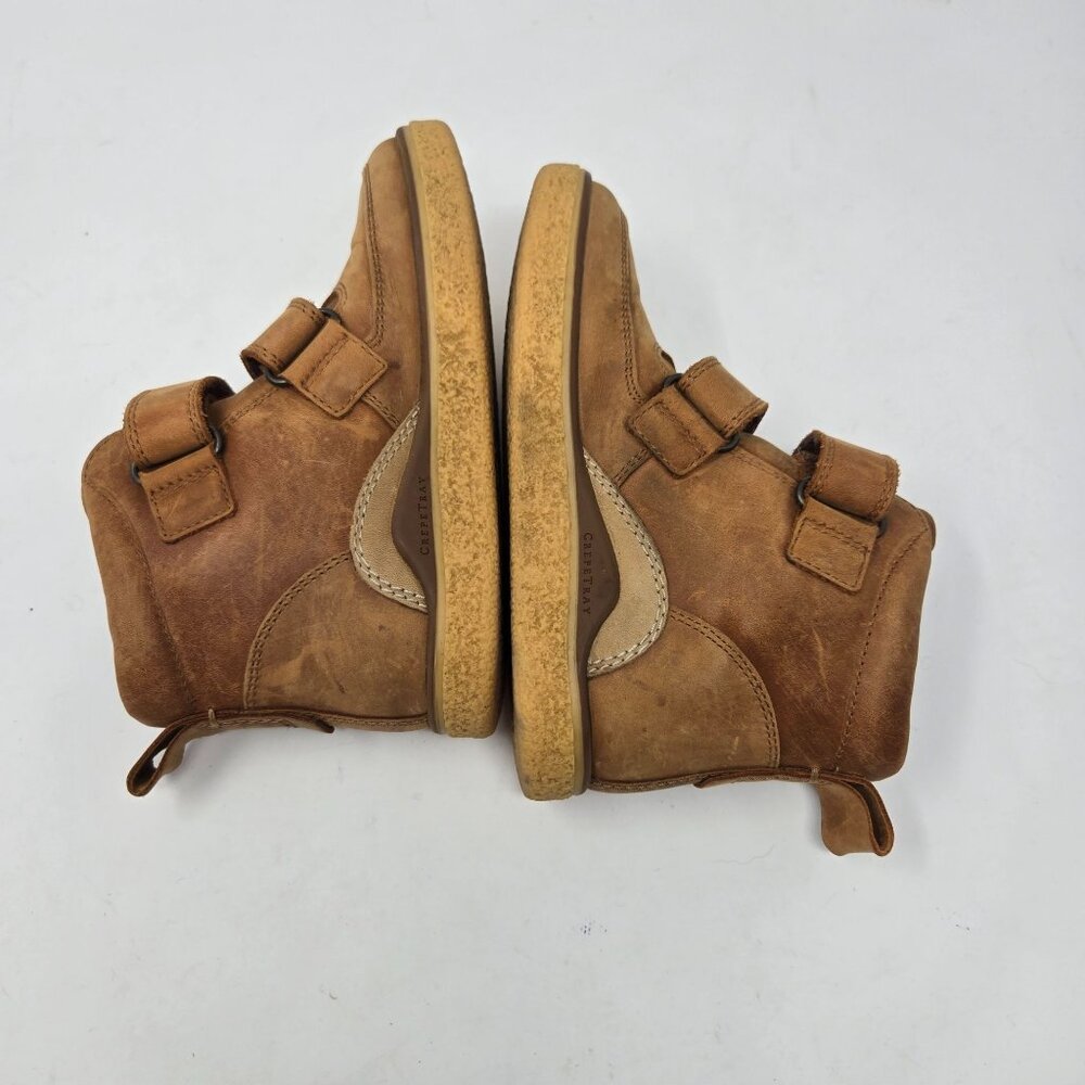 Ecco boys 12.5 kids Crepetray tan brown leather hook and loop booties lined - Picture 6 of 13